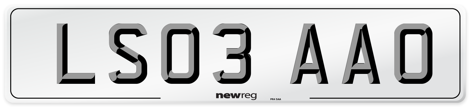 LS03 AAO Number Plate from New Reg